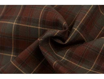 Schotse Ruit Stof Stretch - Khaki / Bruin