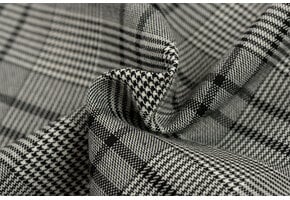 Schotse Ruit Stof Stretch -  Grijs  / Zwart