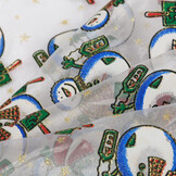 Organza Stof Kerst – Sneeuwpoppen – Glanzend & Sfeervol