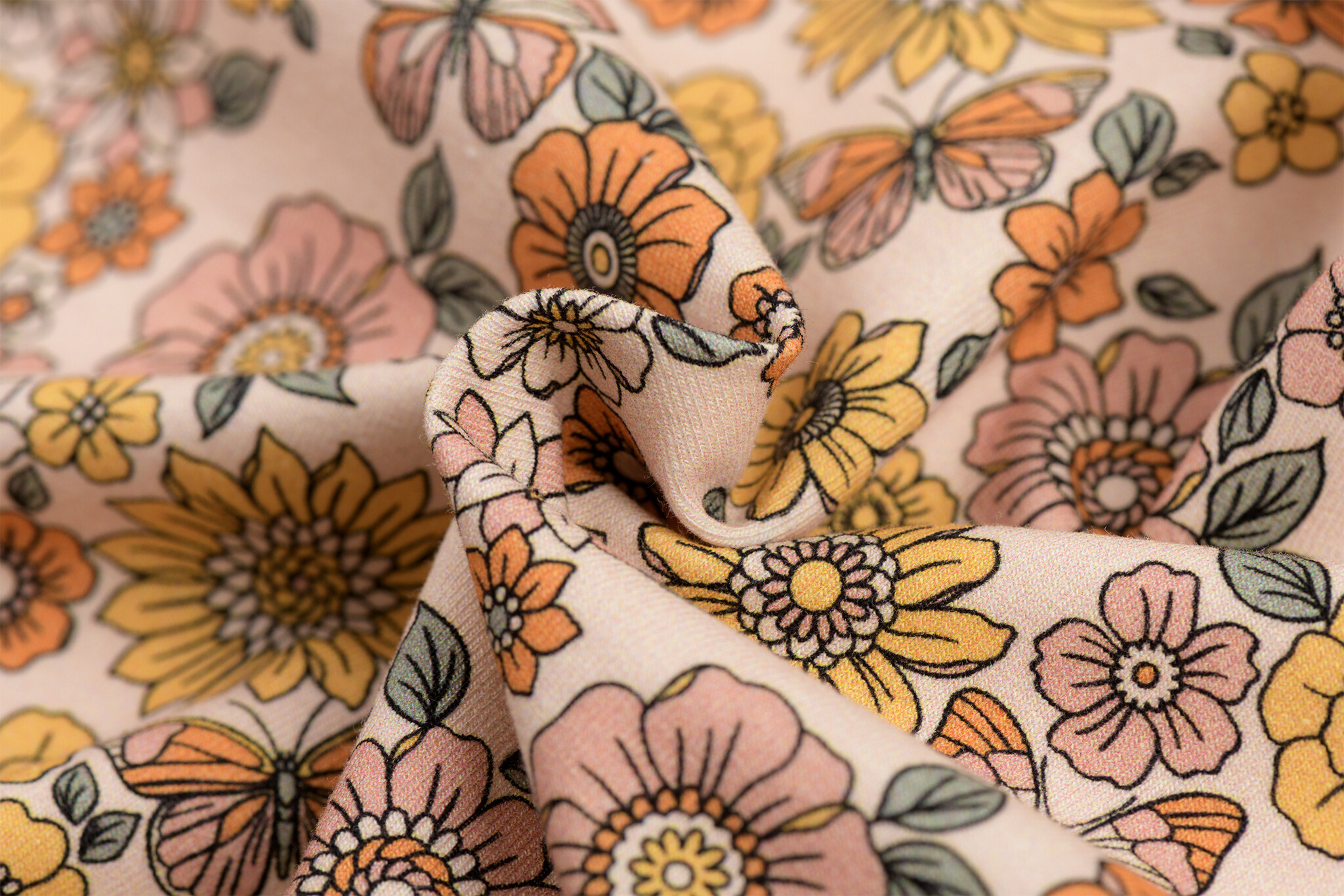 Jersey Katoen Pastel Vlinderbloem – Zacht & Rekbaar