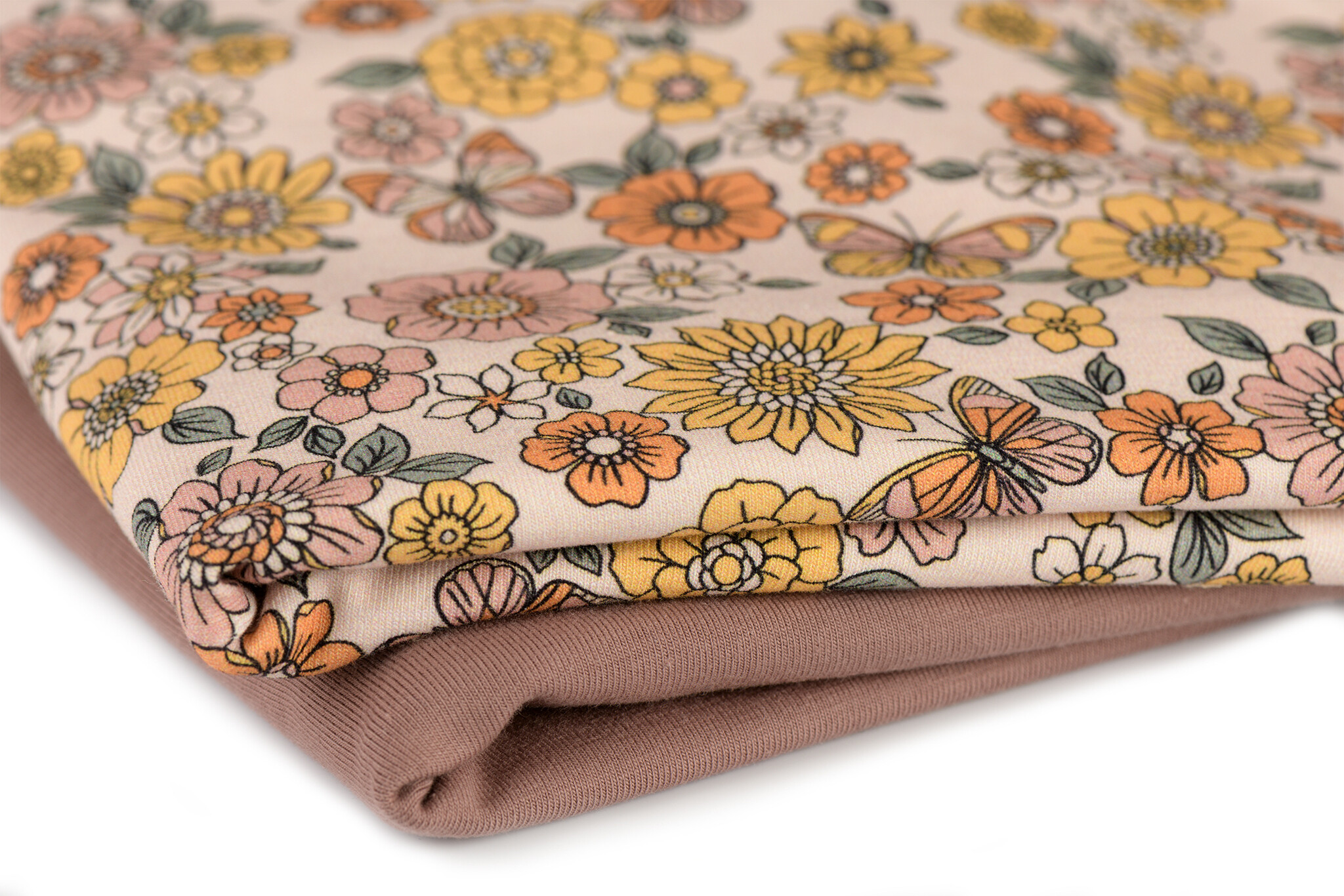 Jersey Katoen Pastel Vlinderbloem – Zacht & Rekbaar