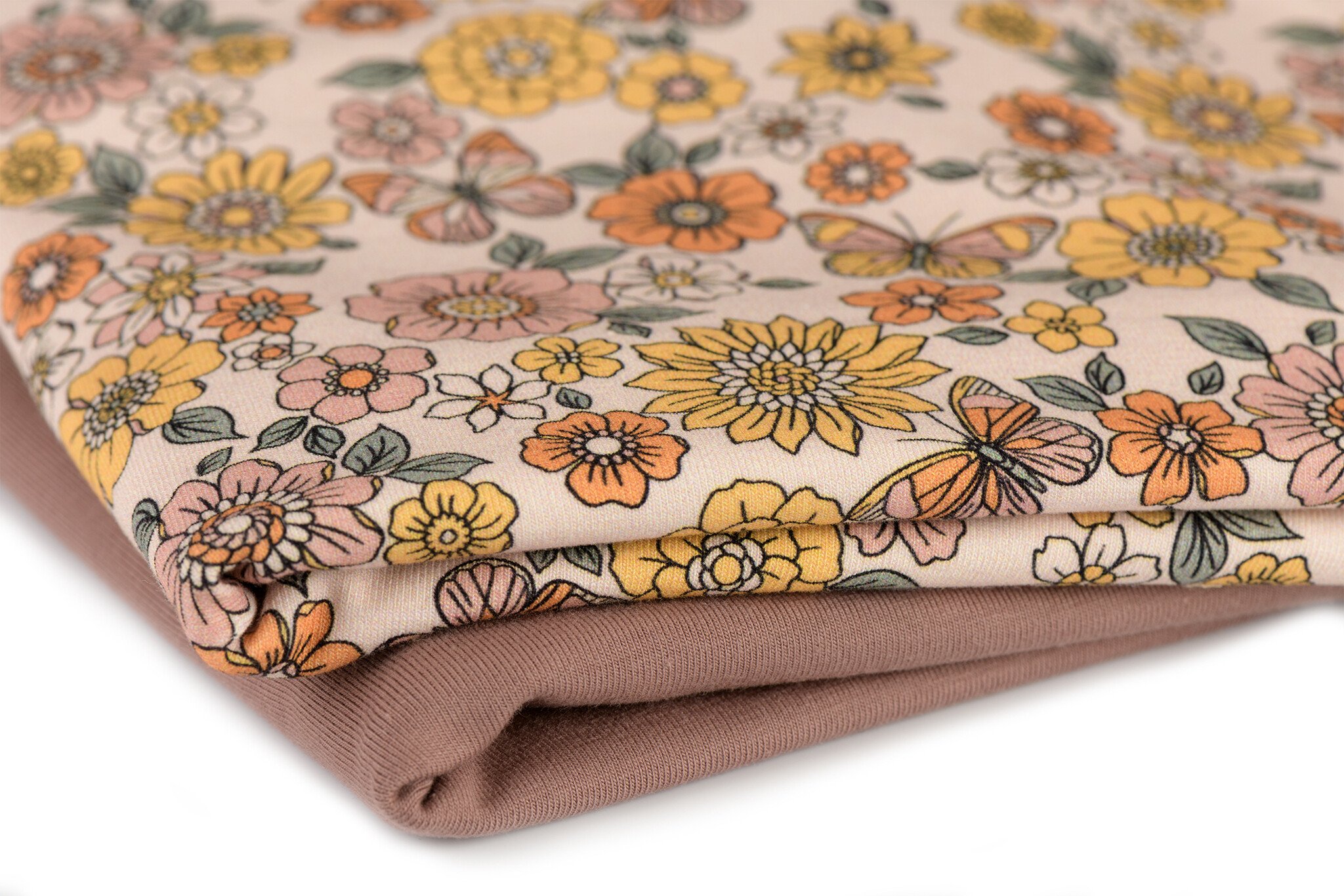 Jersey Katoen Pastel Vlinderbloem – Zacht & Rekbaar