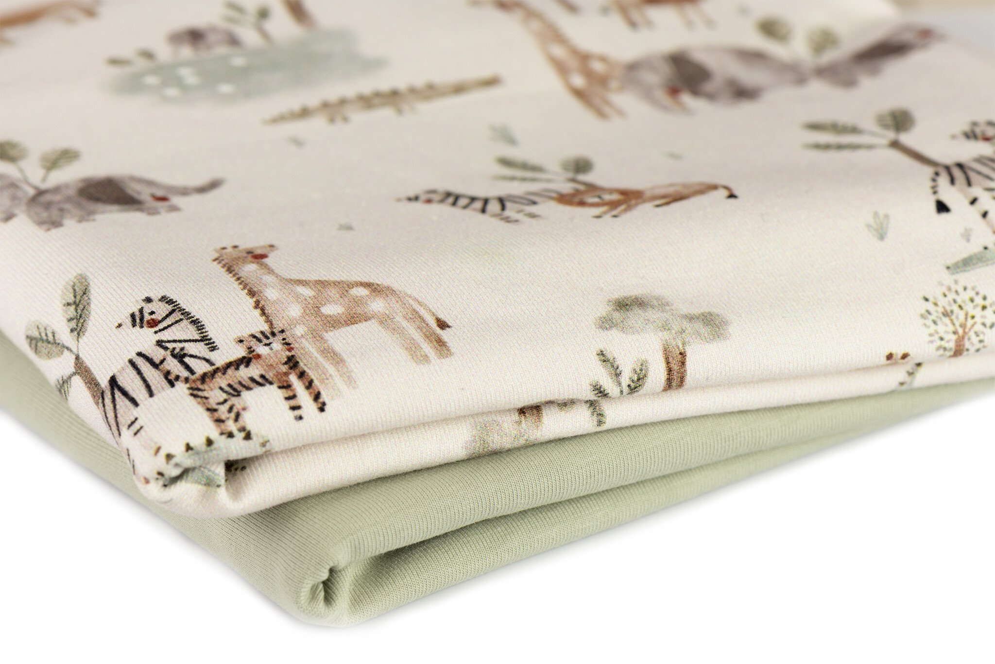 Jersey Katoen Digitale Print Wildlife Beige – Zacht & Speels