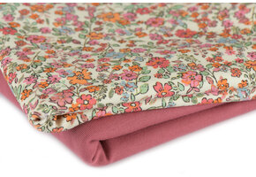 Jersey Katoen Digitale Print - Trendy Bloem Fuchsia Oranje