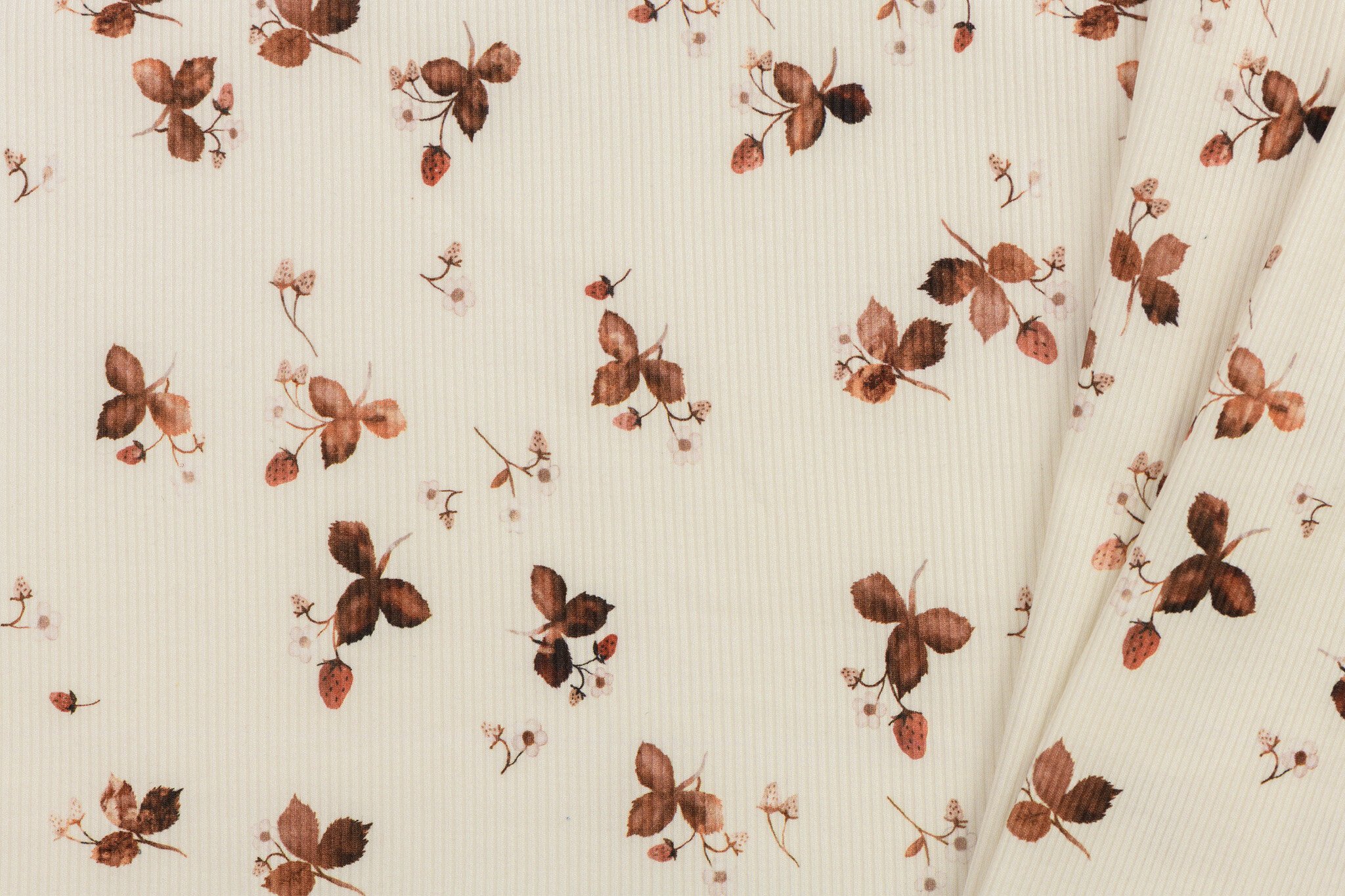 Rib Jersey Stof Ananas Aardbei Bruin – Stijlvol & Rekbaar