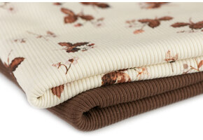 Rib Jersey Stof Ananas Aardbei Bruin