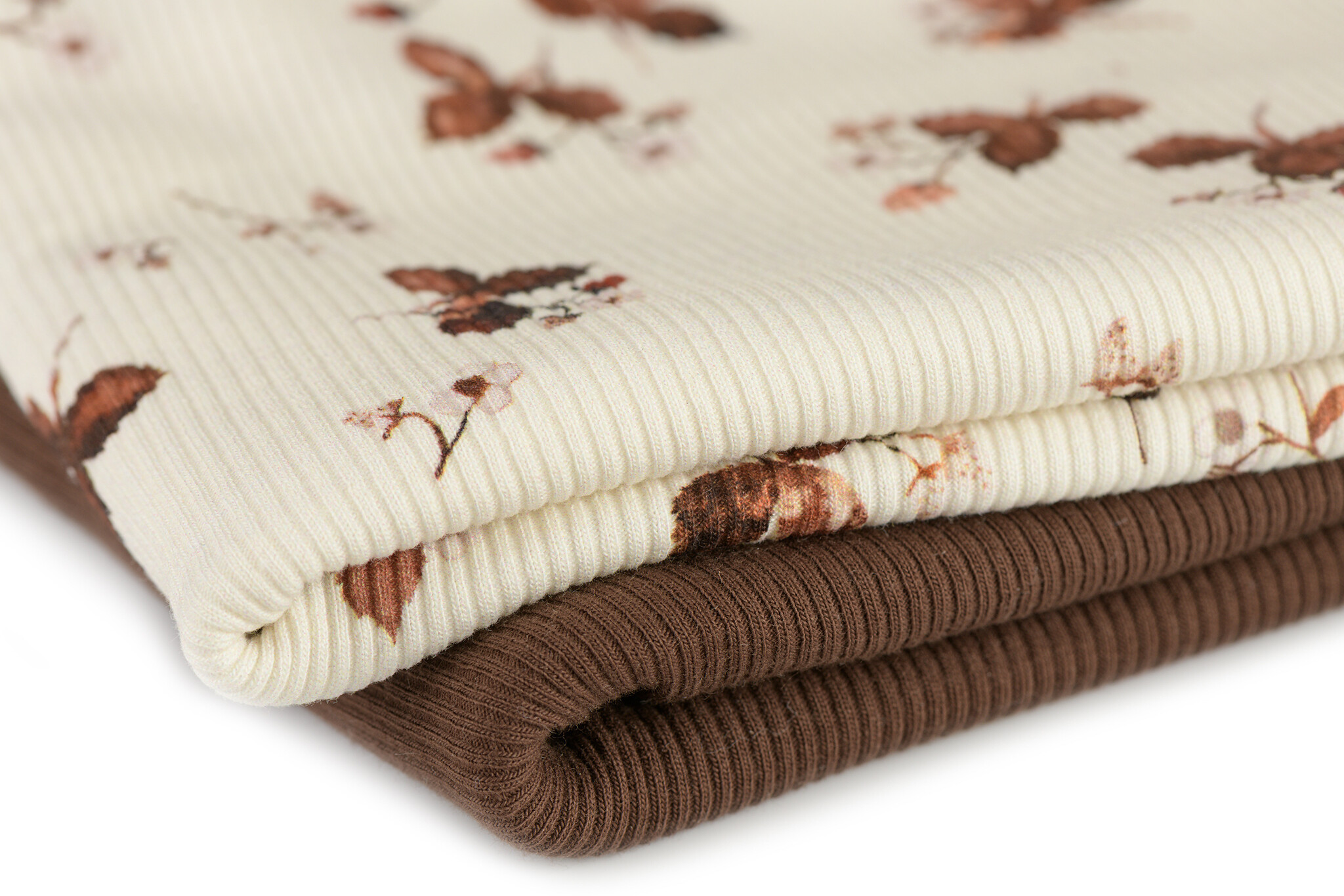 Rib Jersey Stof Ananas Aardbei Bruin – Stijlvol & Rekbaar