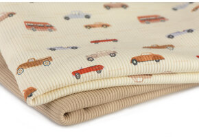 Rib Jersey Stof - Kleine Auto's
