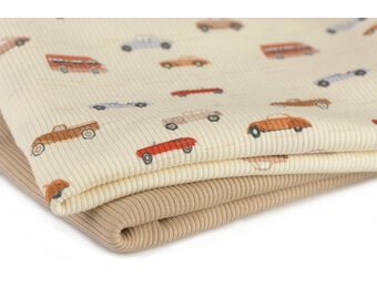 Rib Jersey Stof - Kleine Auto's