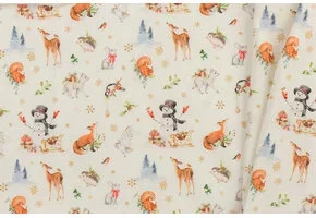 Jersey Katoen Digitale Print - Kerstdieren