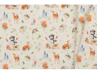 Jersey Katoen Digitale Print - Kerstdieren