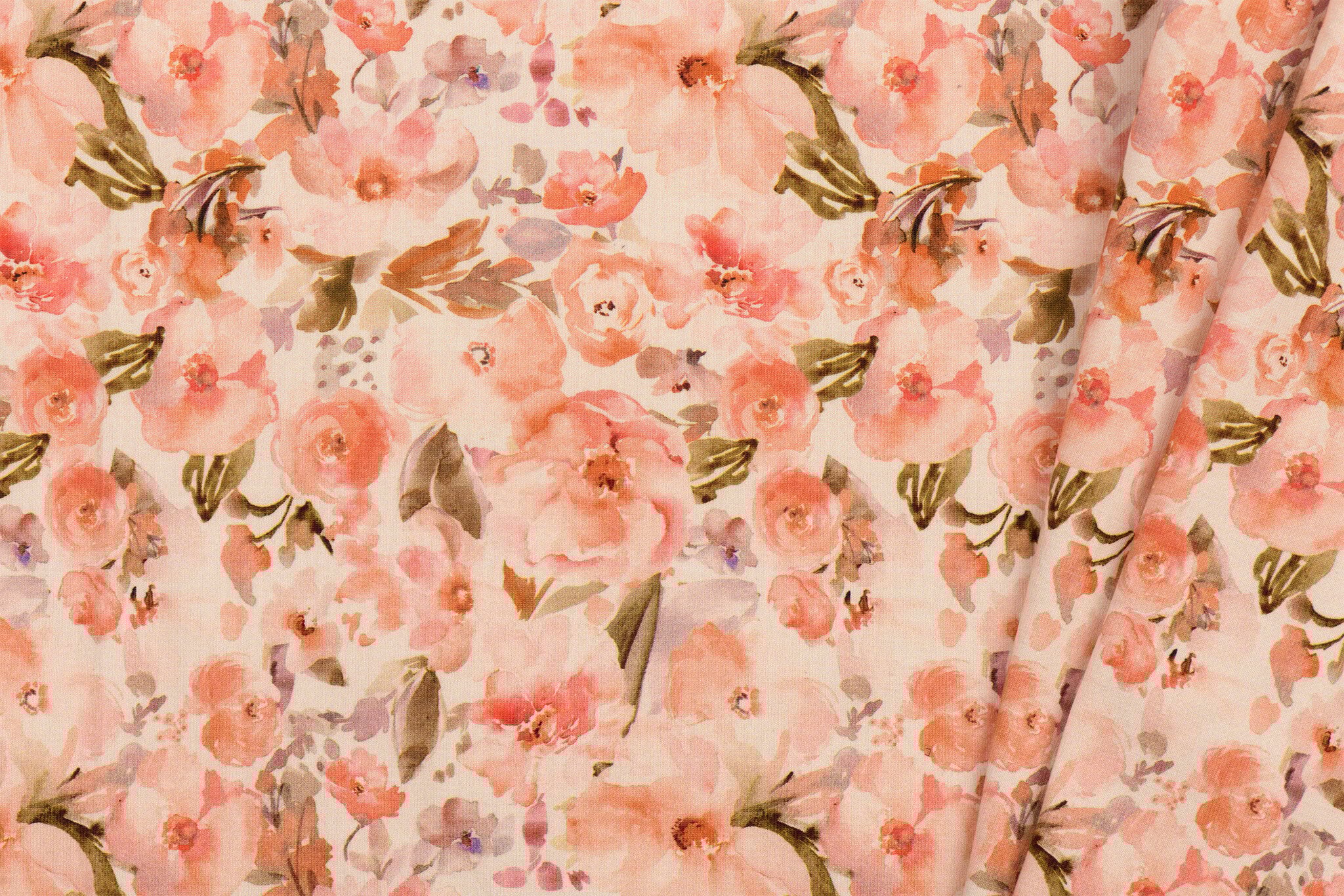 Jersey Katoen Digitale Print - Dusty Roze Rozenbloem