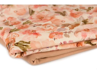 Jersey Katoen Digitale Print - Dusty Roze Rozenbloem