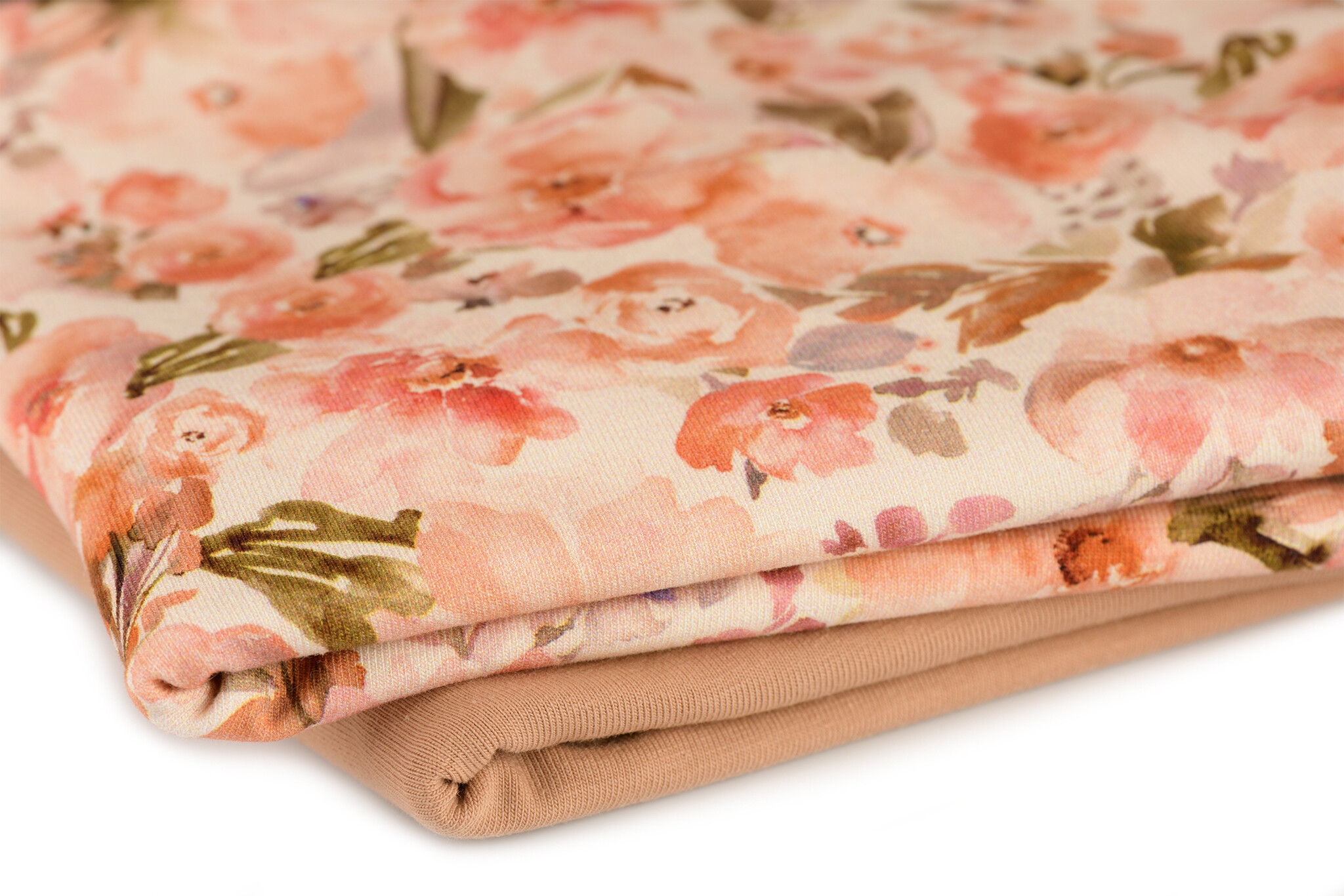 Jersey Katoen Digitale Print - Dusty Roze Rozenbloem