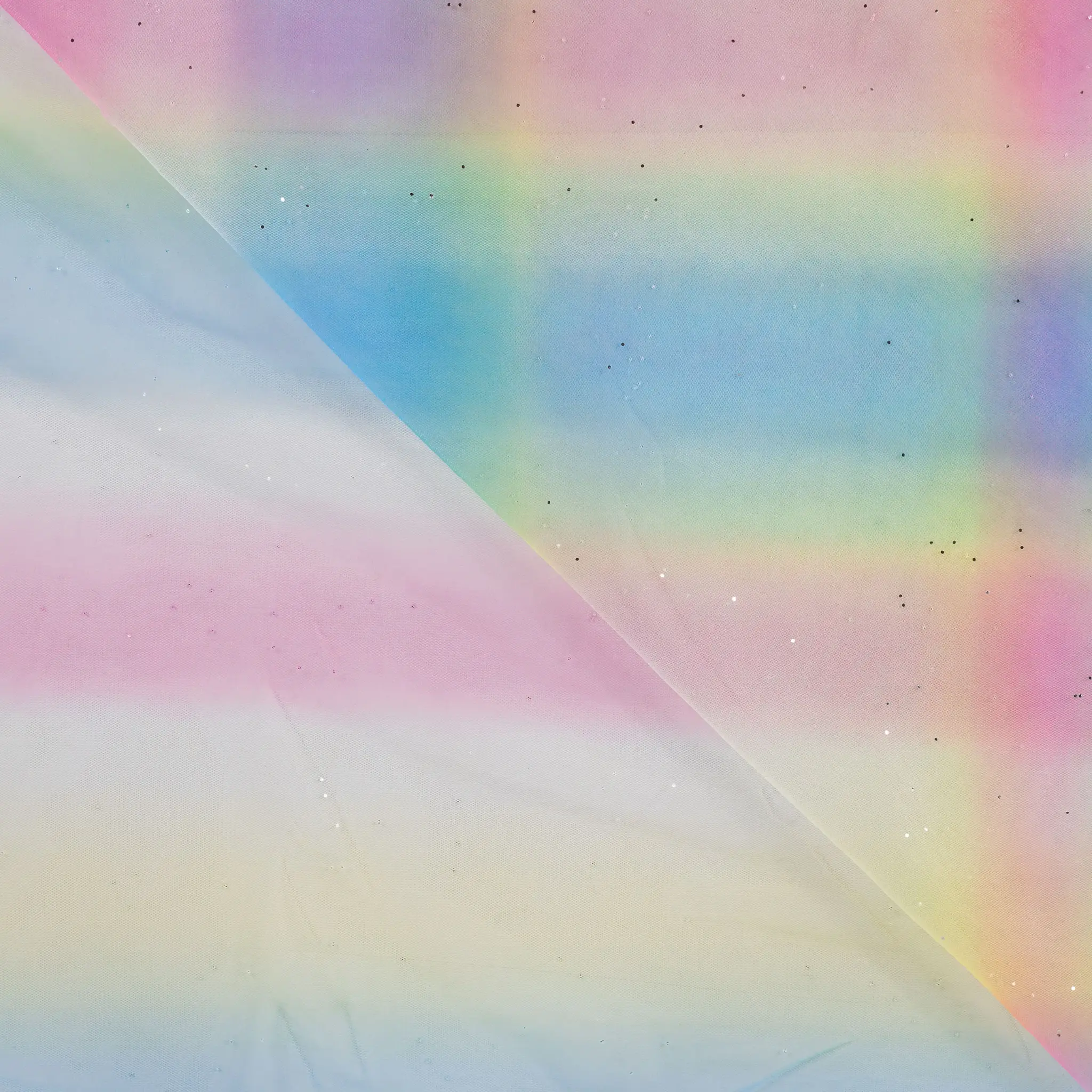 Zachte Tule Stof met Regenboogstrepen & Glitter