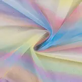 Zachte Tule Stof met Regenboogstrepen & Glitter
