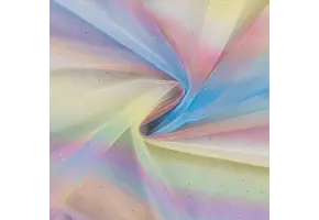 Zachte Tule Stof met Regenboogstrepen & Glitter