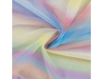 Zachte Tule Stof met Regenboogstrepen & Glitter