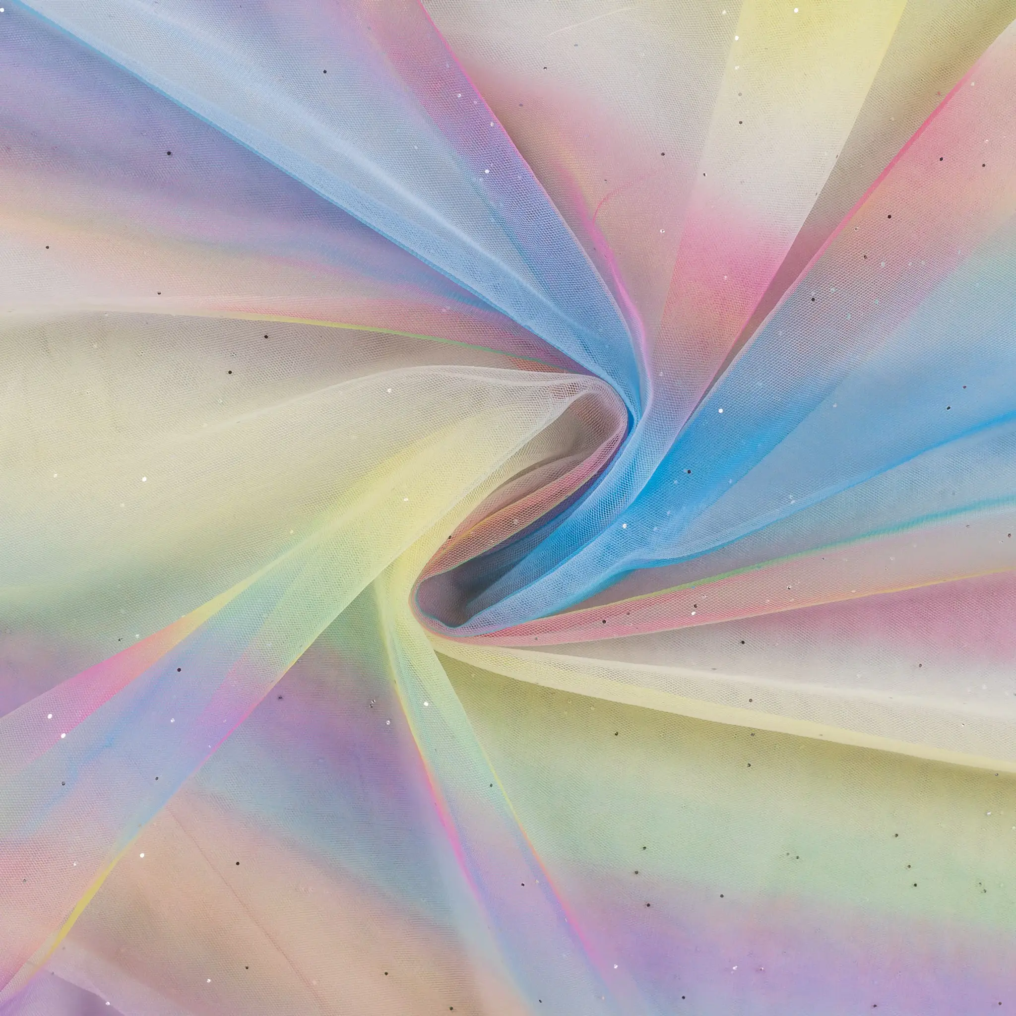Zachte Tule Stof met Regenboogstrepen & Glitter