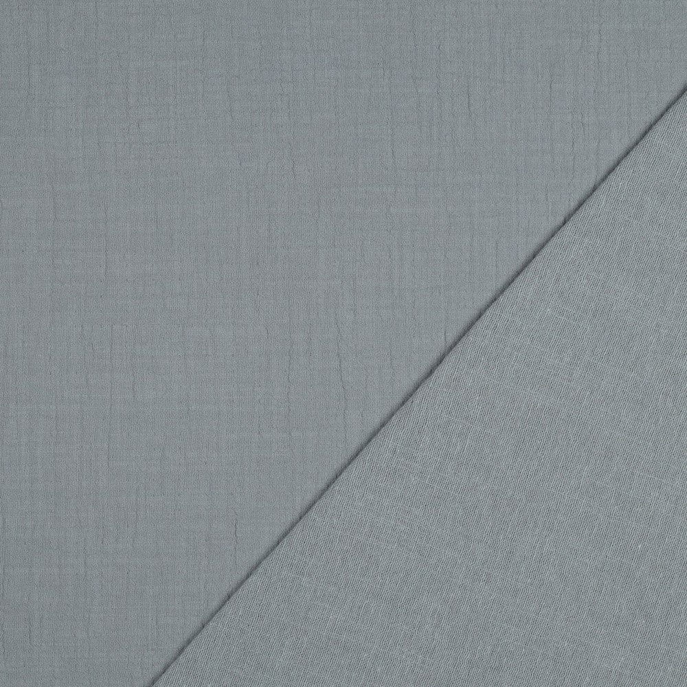 Double Gauze Slub – Hydrofiel Stof – Staalblauw