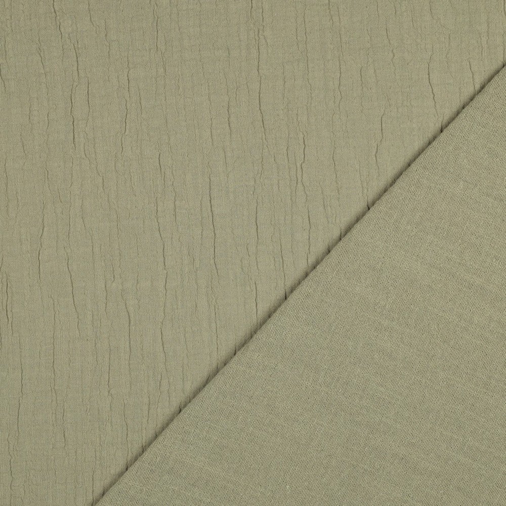 Double Gauze Slub – Hydrofiel Stof – Zacht Olijf