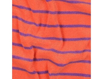 Katoenen Badstof Yarn Dyed Strepen Oranje/Paars