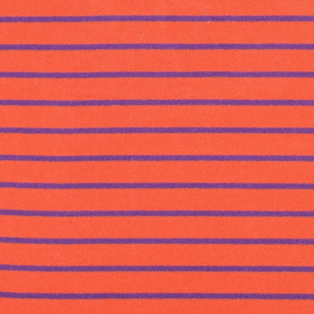 Katoenen Badstof Yarn Dyed Strepen Oranje/Paars