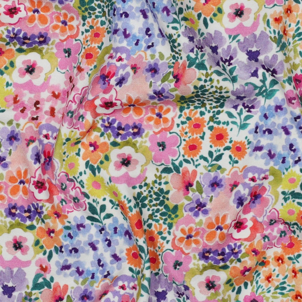 Jersey Katoen Bloemen Multicolor – Vrolijk & Comfortabel
