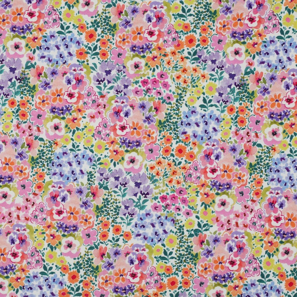 Jersey Katoen Bloemen Multicolor – Vrolijk & Comfortabel