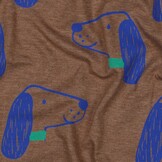 Jersey Katoen Stof Mélange Honden – Taupe