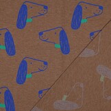 Jersey Katoen Stof Mélange Honden – Taupe