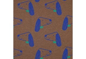 Jersey Katoen Stof Mélange Honden – Taupe