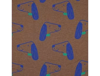Jersey Katoen Stof Mélange Honden – Taupe