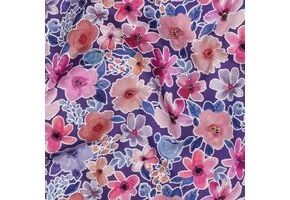 Katoen Poplin Stof Digitale Print – Bloemen – Paars