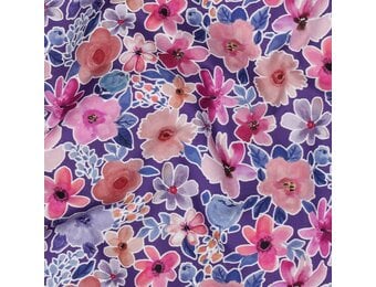 Katoen Poplin Stof Digitale Print – Bloemen – Paars