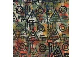 Handcrafted Batik Katoen Stof – Groen Multi