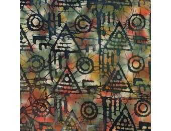 Handcrafted Batik Katoen Stof – Groen Multi