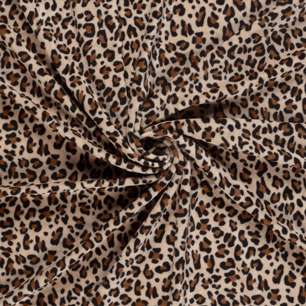 Nicky Velours Panter Beige – Zacht, Stoer & Rekbaar