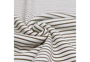 Rib Jersey Stof Bedrukte Streep Chocolade Bruin