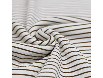 Rib Jersey Stof Bedrukte Streep Chocolade Bruin