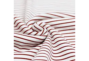 Rib Jersey Stof Bedrukte Streep Bordeaux