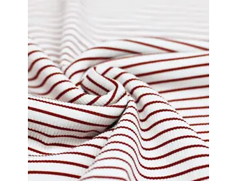Rib Jersey Stof Bedrukte Streep Bordeaux