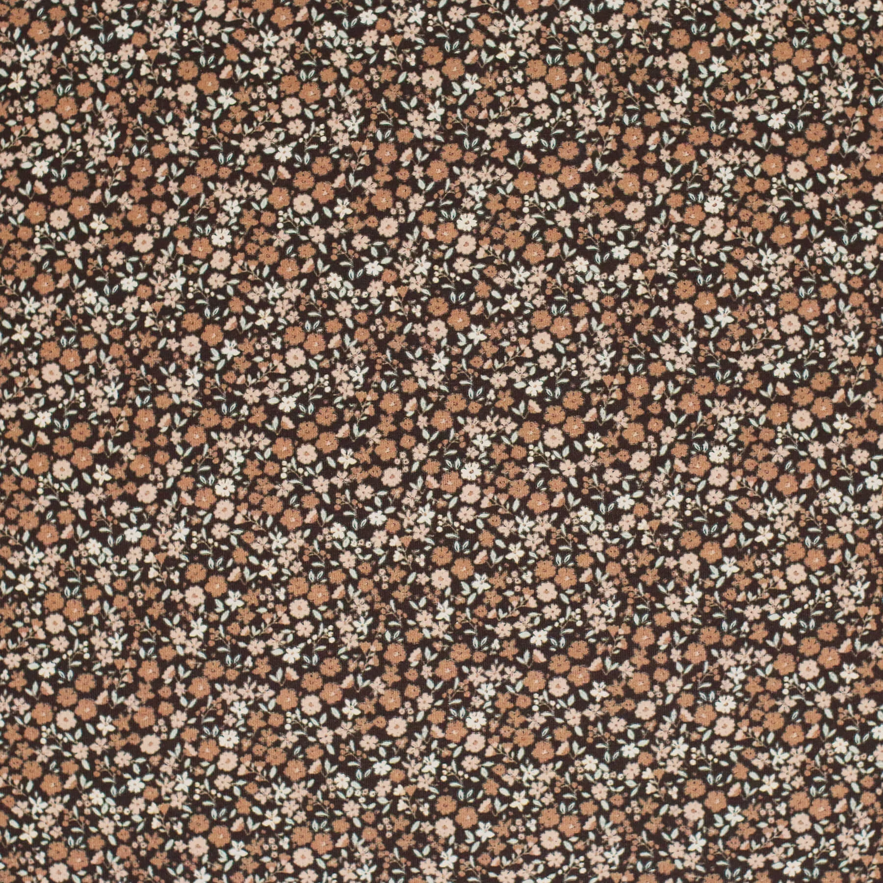 Jersey Katoen Mooie Bloem Bruin – Zacht, Rekbaar & Elegant