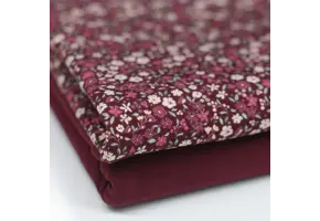 Jersey Katoen Digitale Print - Mooie Bloem Bordeaux