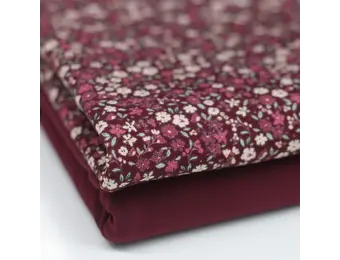 Jersey Katoen Digitale Print - Mooie Bloem Bordeaux