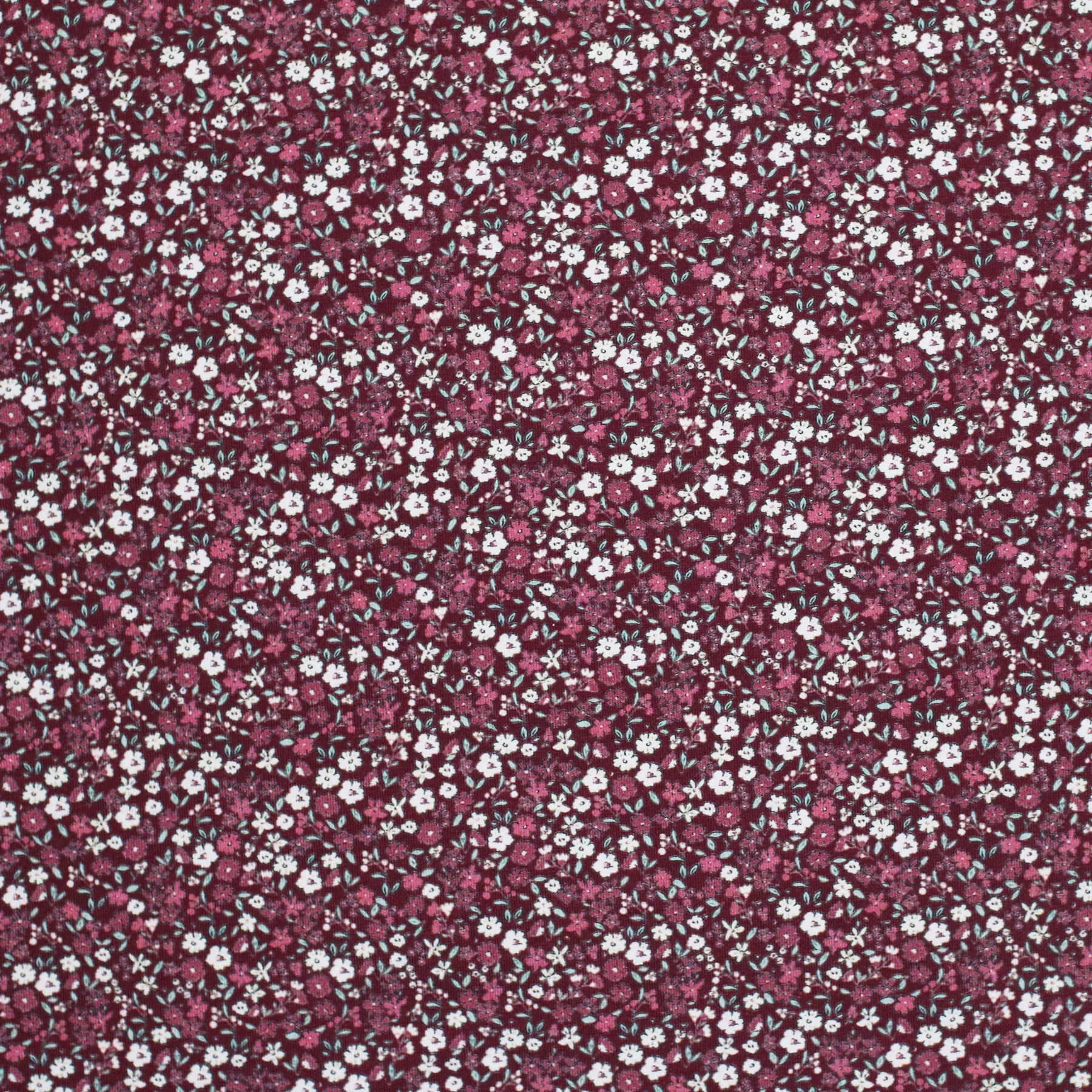 Jersey Katoen Mooie Bloem Bordeaux – Zacht, Rekbaar & Elegant