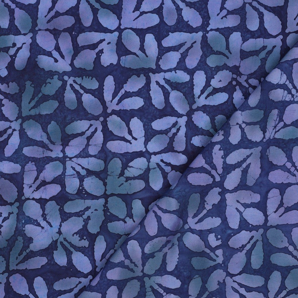 Batik Viscose Indigo Blauw Bladprint – Zacht & Soepel
