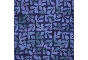 Handcrafted Batik Viscose Stof – Indigo Blauw Bladprint