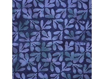 Handcrafted Batik Viscose Stof – Indigo Blauw Bladprint
