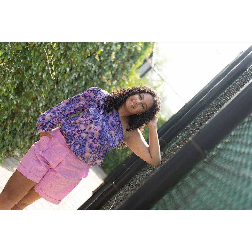 Katoen Satijn Stof Bloemen – Paars